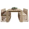 Mesa y Silla de Exterior Nórdicas para Ocio en Patio Combinación Teca Villa Jardín Madera Maciza Madera Anticorrosiva Mesa de Exterior Impermeable Protector Solar