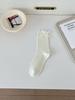 Calcetines JK Delgados Blanco Leche para Primavera y Verano Calcetines de Media Caña para Mujer Lazo Japonés Combinan con Todo Apilables Negros