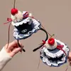 Festa de Aniversário Chapéu de Bolo de Cereja Grampo de Cabelo de Renda Foto de Aniversário de Menina Faixa de Cabelo Criativa Acessórios de Cabelo Fofos para Crianças