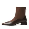 Novas botas finas versáteis estilo retrô francês, minimalistas e requintadas, elegantes botas femininas estilo coreano, 5CM/Botas curtas de ameixa, antiderrapantes