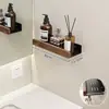Estante de Almacenamiento para Baño de Nogal Baño Inodoro Escritorio de Lavado Inodoro Pared Estante de Almacenamiento sin Agujeros