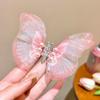 Pasador de Mariposa Móvil Doble Capa Tul Color Degradado Accesorios Antiguos para el Cabello Transmisión en Vivo Accesorios para la Cabeza Hanfu Fabricante Mayorista
