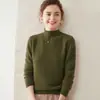 Suéter de Cachemira Grueso de Doble Hilo para Otoño e Invierno, Cuello Alto Medio, Moda Suelto, Cálido, Talla Grande, Camiseta de Punto Versátil para Usar Debajo