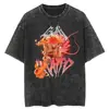 Tamanho Europeu Transfronteiriço Naruto Hip Hop Oversized Lavado Anime Camisetas m