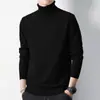 Suéter de una pieza de forro polar barato y grueso, cálido, cuello semi-alto, para hombre, corte ajustado, color liso, jersey, camiseta base de punto, venta al por mayor
