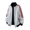 Cárdigan de moda de primavera retro americano con bloques de color y cuello alto, unisex, chaqueta deportiva simple y holgada