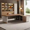 Mesa de chefe, mesa de escritório, mesa executiva estilo luxo leve creme, mesa de computador de escritório, conjunto de mesa e cadeira para escritório de espaço pequeno