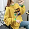 Sudadera Fina Estampada de Dibujos Animados para Mujer Primavera y Otoño Estilo Coreano Holgada Estilo Universitario Falso de Dos Piezas Pulóver para Estudiante Top de Manga Larga