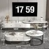 Juego de mesa de centro y mueble de TV de lujo ligero con panel de roca brillante, adecuado para espacios pequeños, extensible, diseño simple con cajones, para uso doméstico en la sala de estar