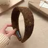 Pinza para el Cabello Facial de Lana Retro con Etiqueta Dorada Versátil para Otoño e Invierno Diadema de Ala Ancha para Uso Diario de Mujer Diadema Alta para la Cabeza Tocado