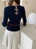 Estilo Coreano Diseño de Lazo Trasero Prendas de Punto Básicas para Mujer Otoño e Invierno Nuevo Top Adelgazante 1354