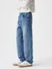 Jeans Acampanados de Pierna Recta Muxi Clothing para Hombre, Sensación de Alta Gama, Pantalones Largos Azules Versátiles para Commuter de Otoño e Invierno