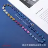 Colar de Moda Colorido com Zircônia Transfronteiriço, Moderno e Estiloso, Colar Simples e Versátil, Corrente Tennis, Em Estoque do Fabricante