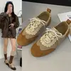 Outono/Inverno 2026 Novos Tênis de Treino Alemães com Cadarço Solado Plano Versátil Casual Tênis Esportivos Confortáveis Tênis Forrest Gump Mélange Sapatos Femininos