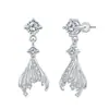 Brincos Europeus e Americanos Novo Estilo S925 Prata Esterlina Cauda de Peixe para Mulheres, Luxo Leve e Sensação de Alto Padrão, Brincos Exquisitos de Cauda de Sereia Cravejados de Diamante