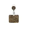 Amazon Portatarjeta retráctil con estampado de leopardo y clip giratorio, impresión UV, para tarjeta horizontal, identificación de trabajo, tarjeta de campus, cubierta protectora, en stock