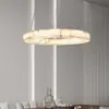 Lustre de sala de estar em mármore falso espanhol, lustre circular de designer de luxo leve para villa, lustre circular elegante e de ponta para sala modelo