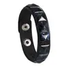 16 estilos de pulseras punk cool callejeras europeas y americanas personalizadas para discotecas, de color oscuro, con remaches cuadrados, para parejas, en combinación de cuero