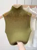 Camisola Interior para Traje de Mujer 2025 Nuevo Primavera y Otoño Sin Mangas Ajustada de Punto Cuello Semi-alto Camisa Base