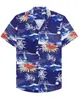 Camisas de Hombre Transfronterizas Verano Casual Manga Corta Solapa Hawaiana Vacaciones Playa Camisas Estampadas 3D Tops para Hombre y Mujer