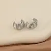 Brincos de Onda Ouro Luxo Leve Nicho Commuter Moda Temperamento Amplo Padrão de Cânhamo Brincos de Prata para Mulheres