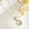 Collar de Zirconia Estilo Japonés de Lujo Ligero para Mujer, Set de Pendientes y Colgante de Cristal Iridiscente con Forma Ovalada Elegante, Nuevo Producto Transfronterizo