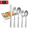 Aço Inoxidável Personalizado 1010 Cinco Peças Principais Conjunto de 20/25/30 Peças Restaurante Ocidental Faca de Bife, Garfo e Colher Conjunto de Caixa de Presente para Talheres