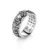 Plata Tailandesa pequeño Sapo Dorado Valiente Diamante mortero Sutra del Corazón anillo para hombres y mujeres fortuna granada retro mantra de seis caracteres personalidad tendencia