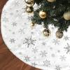 Falda para Árbol de Navidad Transfronteriza Falda para Árbol con Lentejuelas de Copo de Nieve Perlado Falda para Árbol de Felpa Blanca Bordada Decoración para Árbol de Navidad