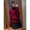 Suéter coreano de gola alta em estilo preguiçoso para afinar o corpo feminino, nova coleção outono/inverno 2026, top de tricô versátil e estiloso para usar em camadas