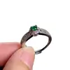 Anel Girassol Verde Imperial em Ouro K Banhado com Jade Natural A-Grade Verde Gelo da Guatemala com Tamanho Ajustável