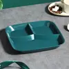 Plato Dividido Estilo Japonés Transfronterizo, Plato para Comidas Ligeras y Pérdida de Peso, Plato Doméstico para Control de Porciones, Plato de Desayuno y Snacks con Tres Compartimentos, Resistente a Caídas para Adultos