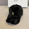 Gorra de Pato de Felpa para Mujer, Sombrero Negro de Otoño e Invierno, Hace que la Cara Parezca Más Pequeña, Forrada de Felpa, Engrosada, Cálida, Sombrero para el Sol, Gorra de Béisbol con Visera Rígida