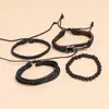 Pulseira Trançada de Liga Metálica com Decoração de Guitarra, Conjunto de Pulseiras de Quatro Peças, Joia Nova Popular Transfronteiriça, Estilo Literário Retrô