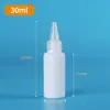 Al por mayor en stock 50ml 100ml HDPE botella blanca de apretar con boquilla puntiaguda botellas de plástico botellas dispensadoras botellas de plástico vacías