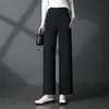 2059 Pantalones de Pierna Ancha para Mujeres de Mediana Edad Talla Grande para Mujer de Cintura Alta Rectos Caídos para Madres de Mediana Edad y Mayores Sueltos de Algodón de Titanio