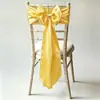Tela para respaldo de silla de satén de imitación al por mayor de fábrica, cinta de satén específica para hotel, lazo de banderola floral para respaldo de silla de banquete de bodas