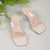 Nuevos Tacones Transparentes de Estilo Veraniego 2025, Tacones Medios, Tacones Gruesos, Sandalias, Sandalias Exteriores de Cristal Estilo Hada para Mujer
