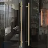 Manípulo de Porta de Vidro Escovado Dourado de Luxo Leve Manípulo de Porta de Madeira Maciça Manípulo Grande de Aço Inoxidável Moderno de Alta Qualidade Manípulo de Porta de Correr