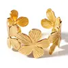Fornecimento Exclusivo Transfronteiriço de Pulseiras Abertas Irregulares Estilo Europeu e Americano, Aço Inoxidável Galvanizado a Ouro Real 18K, Pulseiras Femininas de Luxo Leve Atacado