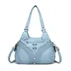 Bolsa Tote Feminina de Couro Lavado Transfronteiriça 2025 Novo Estilo Bolsa de Ombro de Couro Macio Bolsa Transversal Bolsa Vintage para Mãe de Meia-Idade