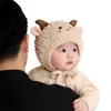 Gorro infantil para otoño e invierno, gorro de felpa cálido y grueso con protección para las orejas, gorro de lana tejido a prueba de viento, lindo, para niños y niñas