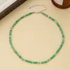 Novo colar de contas estilo chinês cilíndrico de turquesa e lápis-lazúli, acessório popular de luxo leve para o dia a dia com elegância requintada
