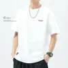 Camiseta masculina de algodão pesado de manga curta, tendência americana, solta, plus size, nova para o verão, top de meia-manga