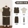 Traje Infantil Niños Conjunto Casual Chaleco Traje Lentejuelas Paje Vestido Primer Cumpleaños Niño Ropa para Presentación de Piano