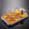 Wg6Q Haofeng Conjunto de Chá de Vidro Conjunto Casa Kung Fu Xícara de Chá Transparente Sala de Estar Simples Escritório Bule de Alta Temperatura