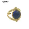 WT-R475 estilo europeu cor retrô pedra preciosa redonda design oco para meninas roupas lisas joia anel versátil