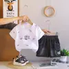 Collar para Bebé Niño Traje de Manga Corta Verano Delgado Elegante Ropa de Niño Conjunto de Dos Piezas de Verano para Niños Atuendo de Verano para Bebé
