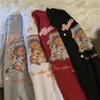 Camiseta Nueva de Manga Corta con Estampado de Oso 2025 para Mujer Ins Tendencia Popular Holgada Estilo K Versátil Top de Media Manga para Verano