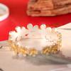 Pulsera de Plata para Hombre Plata 999.9 Plata Esterlina Oro Flor de Durazno Pulsera Sólida Abierta Moda Lujo Ligero Todo Combinable